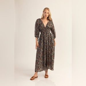 Shoshanna Swim 2023 Coverup, size M. Deep v-neck, Smocked waist, big sleeves